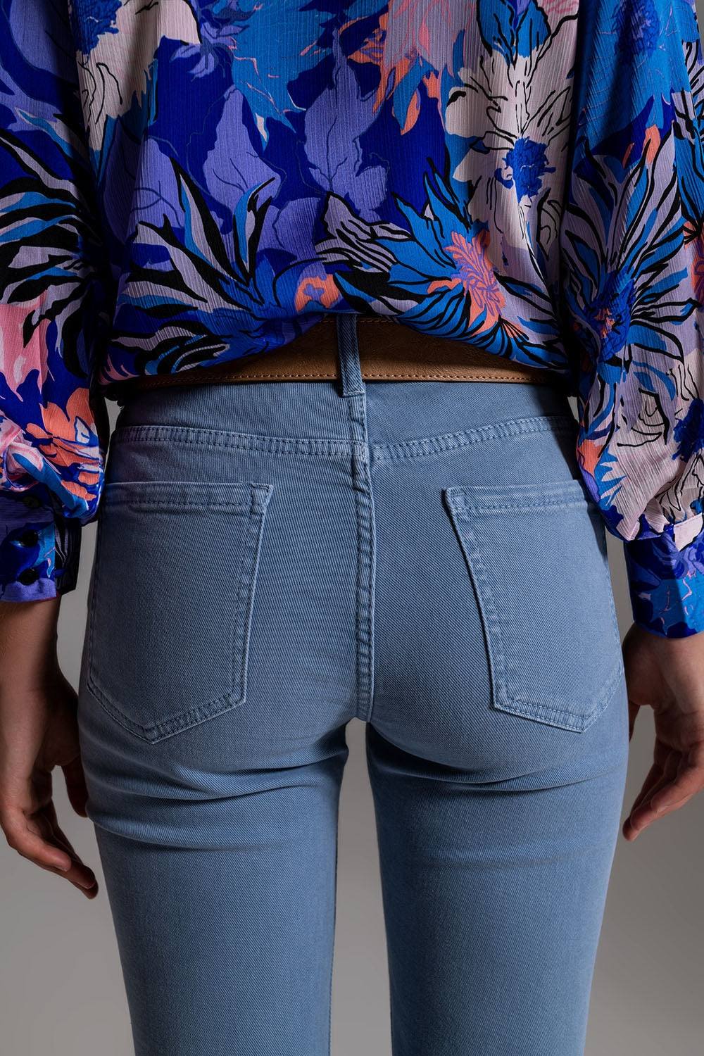 Calças de ganga skinny de esticar algodão azul