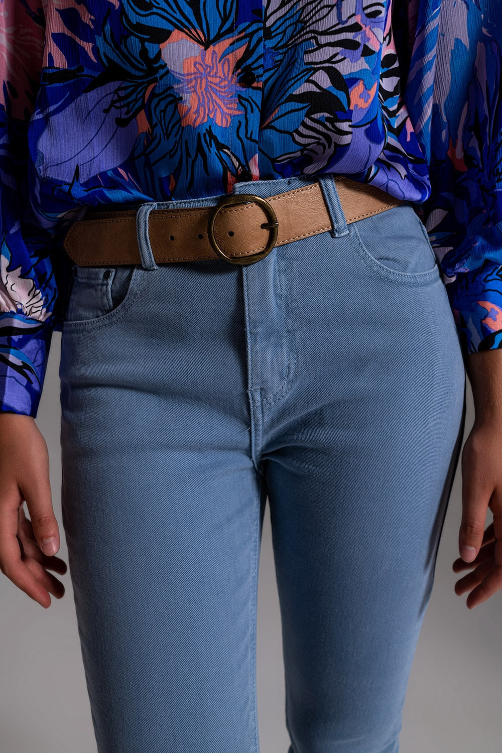 Calças de ganga skinny de esticar algodão azul