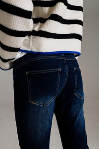 Calças de ganga skinny de lavagem escura com elastano elástico