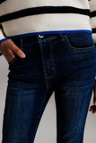 Calças de ganga skinny de lavagem escura com elastano elástico