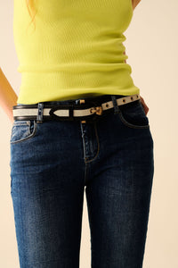 Calças de ganga Skinny de Lavagem Média e Elásticos