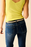 Calças de ganga Skinny de Lavagem Média e Elásticos