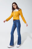 Calças de ganga skinny flare azuis médias