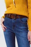 Calças de ganga skinny flare azuis médias