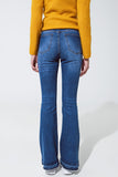 Calças de ganga skinny flare azuis médias