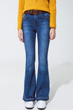 Calças de ganga skinny flare azuis médias