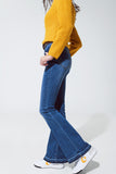 Q2 Calças de ganga skinny flare azuis médias