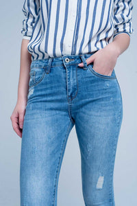 Calças de ganga skinny lavagem de azul claro