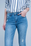 Calças de ganga skinny lavagem de azul claro