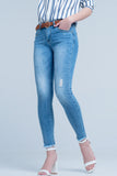 Calças de ganga skinny lavagem de azul claro
