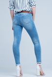 Calças de ganga skinny lavagem de azul claro