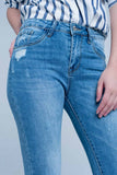 Calças de ganga skinny lavagem de azul claro