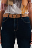 Calças de ganga skinny meia azuladas