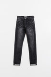 Calças de ganga skinny pretas com brilhantes