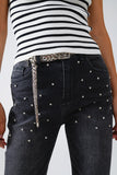 Calças de ganga skinny pretas com brilhantes