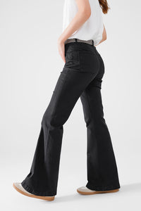 Calças de ganga skinny pretas com pormenor de bolso à frente