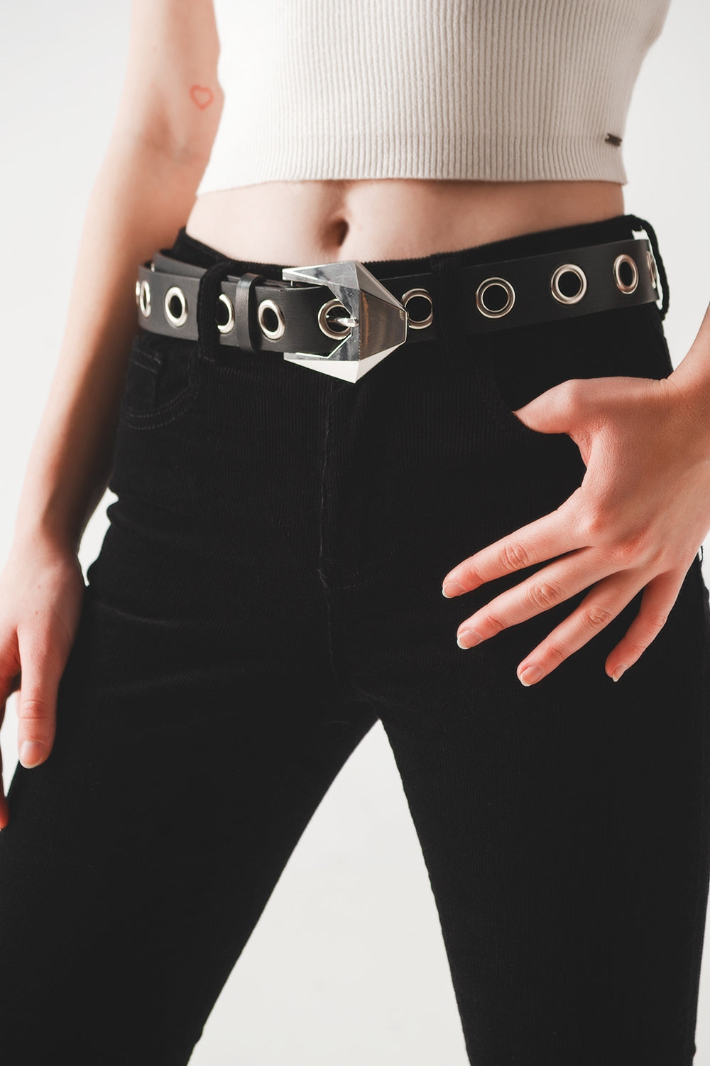 Calças de veludo de bombazina em preto