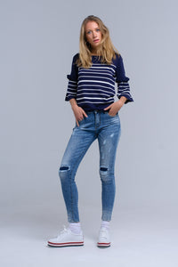 Q2 Calças jeans skinny com rips