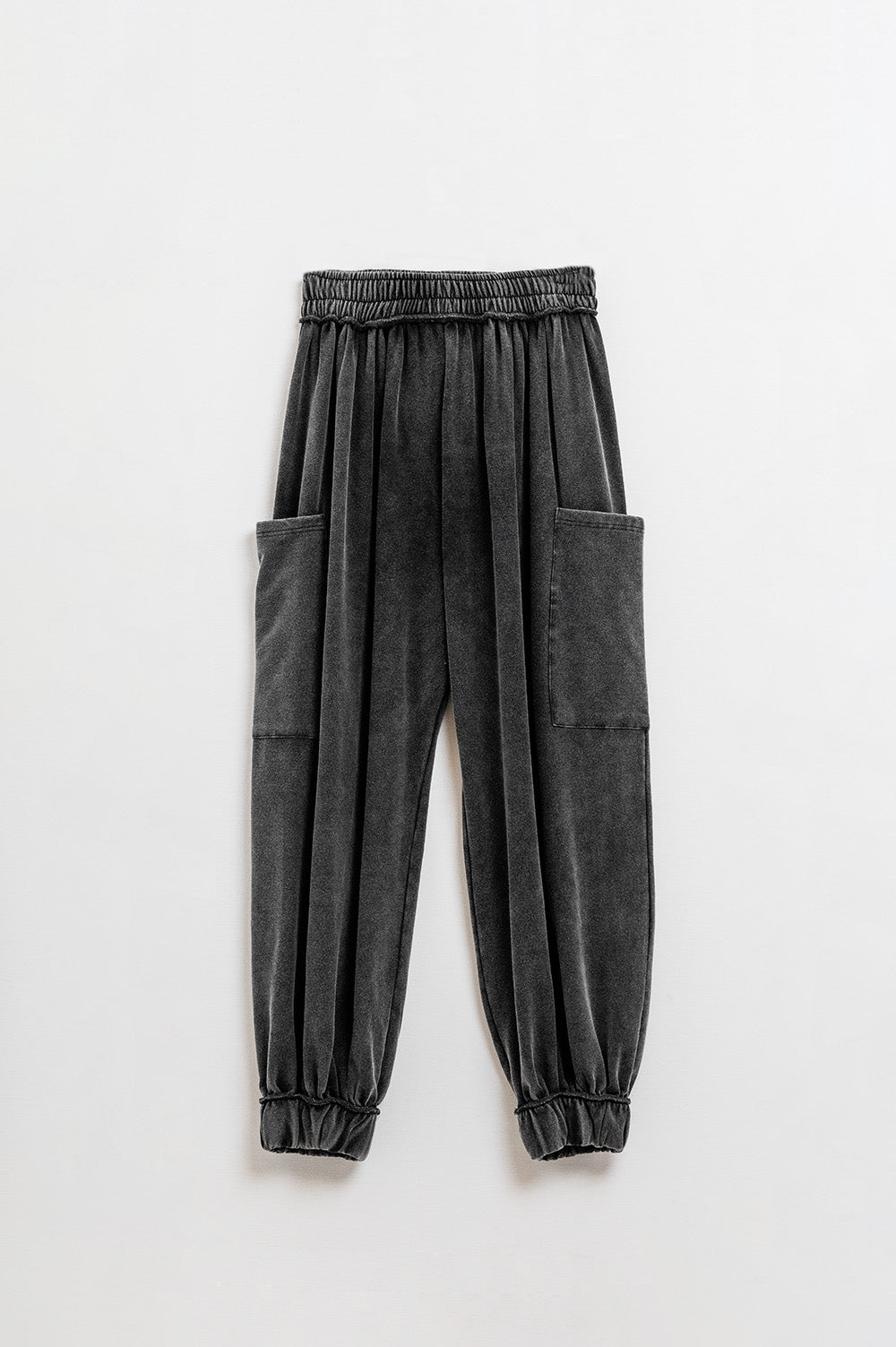 Q2 Calças jogger cinzentas com cintura elástica e bolso lateral