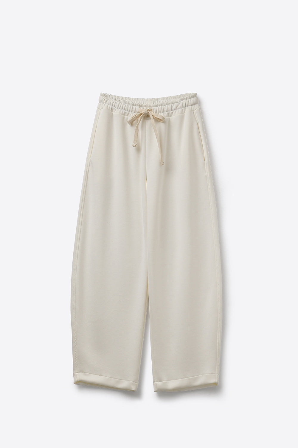 Calças Jogger de malha super-suave em creme com cintura com cordão