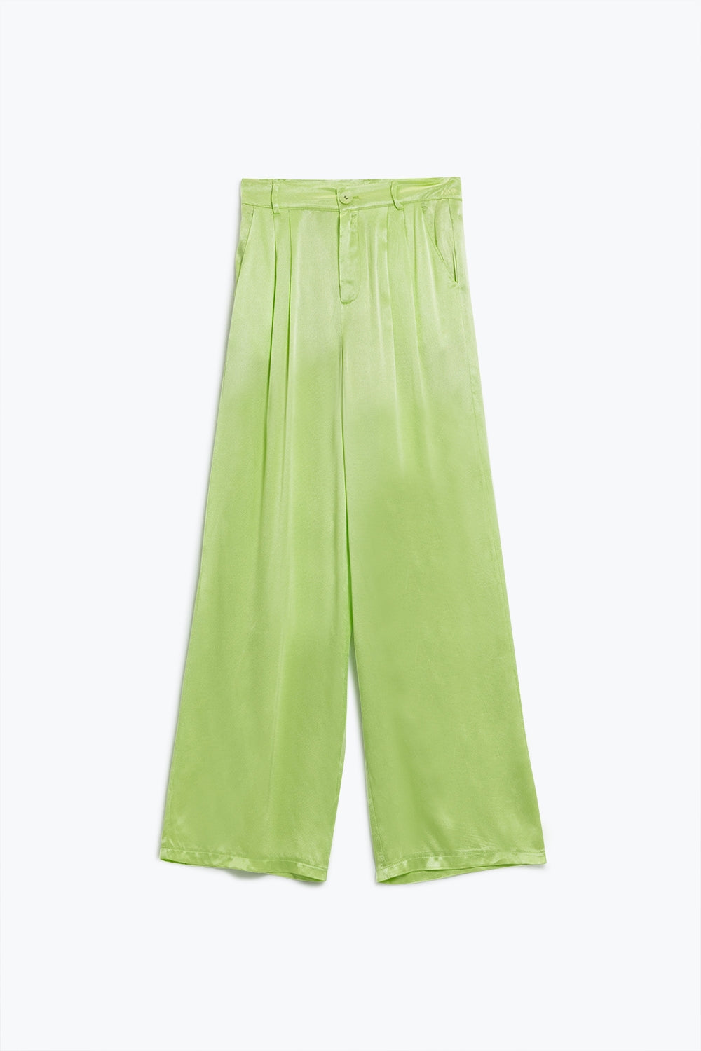 Q2 Calças raso largas com bolsos Lime