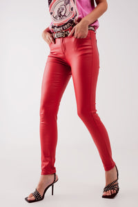 Calças revestidas vermelho