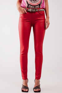 Calças revestidas vermelho