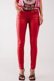 Calças revestidas vermelho