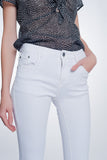 Calças skinny de cintura alta em branco