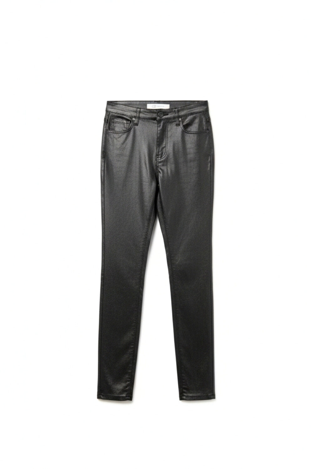 Q2 Calças skinny de couro falso em preto