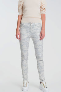 Q2 Calças super skinny com perneiras de camuflagem