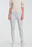 Q2 Calças super skinny com perneiras de camuflagem