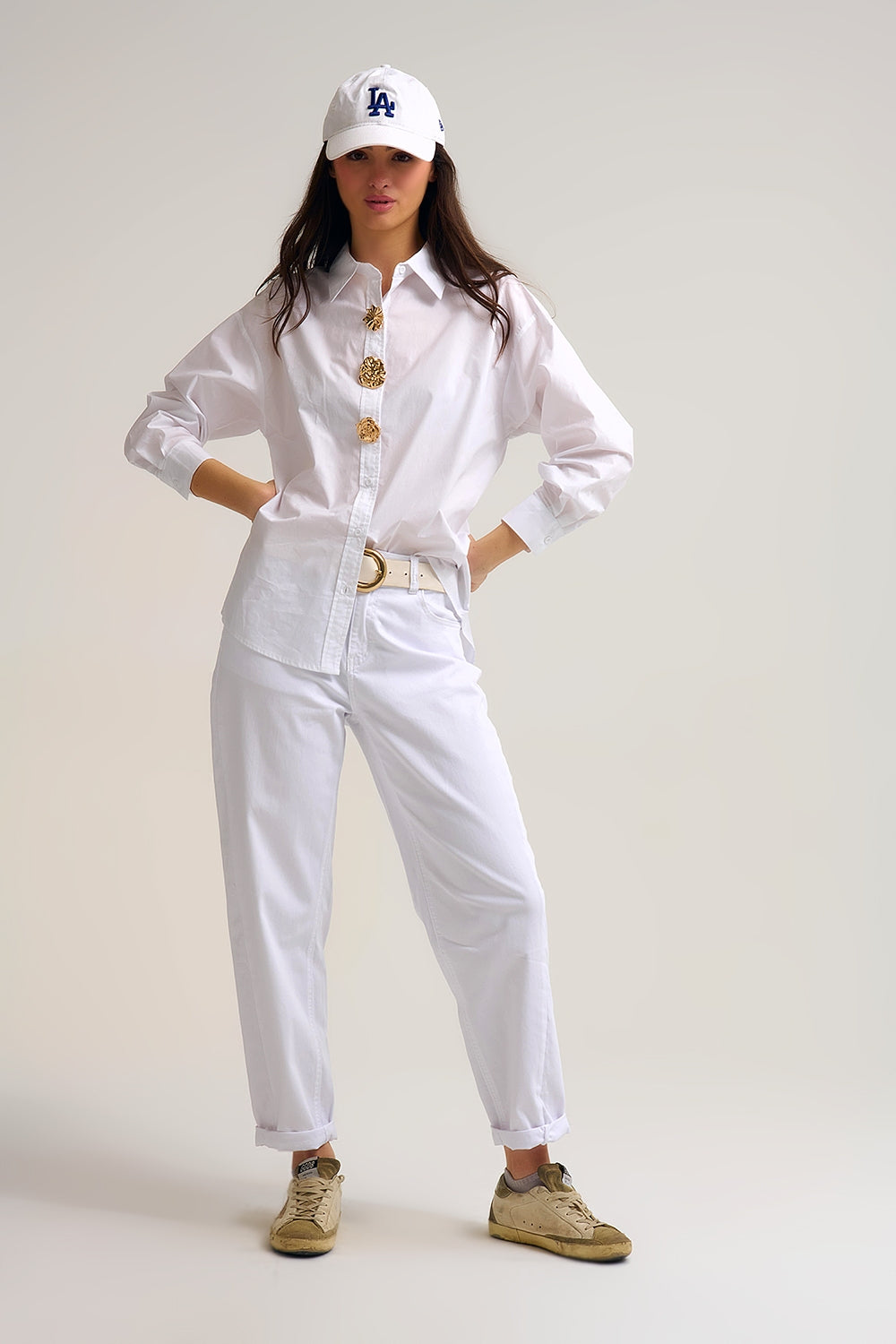 Calças Tapered descontraídas em branco Comfy Stretch