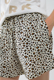 Calções com estampado de leopardo e cintura elástica com cordão