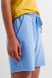 Calções curtos azul de tecido de malha slim fit