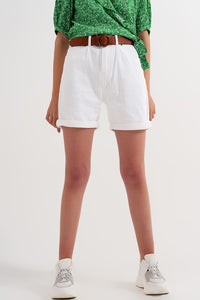 Q2 Calções de ganga estilo mom style em branco