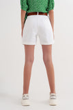 Calções de ganga estilo mom style em branco