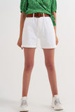 Q2 Calções de ganga estilo mom style em branco