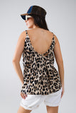 Cami Top descontraído com estampado leopardo
