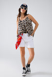 Cami Top descontraído com estampado leopardo