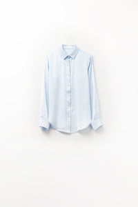 Camisa Azul Bebê com Botões em Cetim