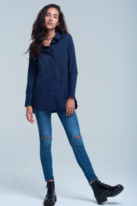 Q2 Camisa azul escuro
