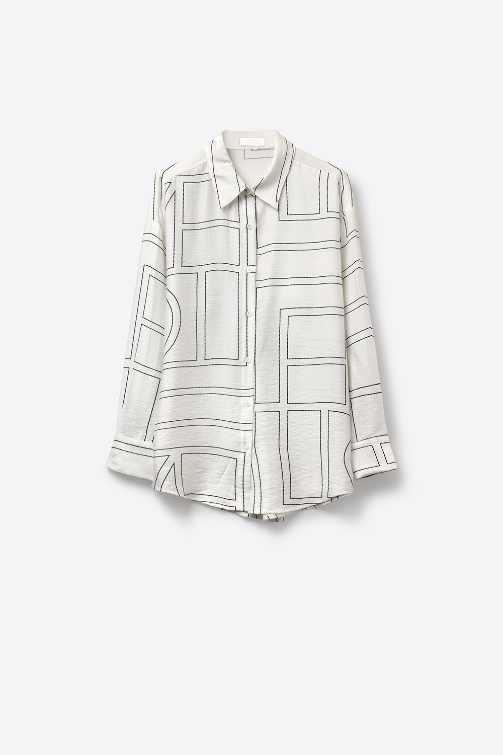 Camisa branca com botões de ajuste descontraído com estampado geométrico
