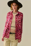 Camisa com Botões em Estampa de Leopardo Fúcsia