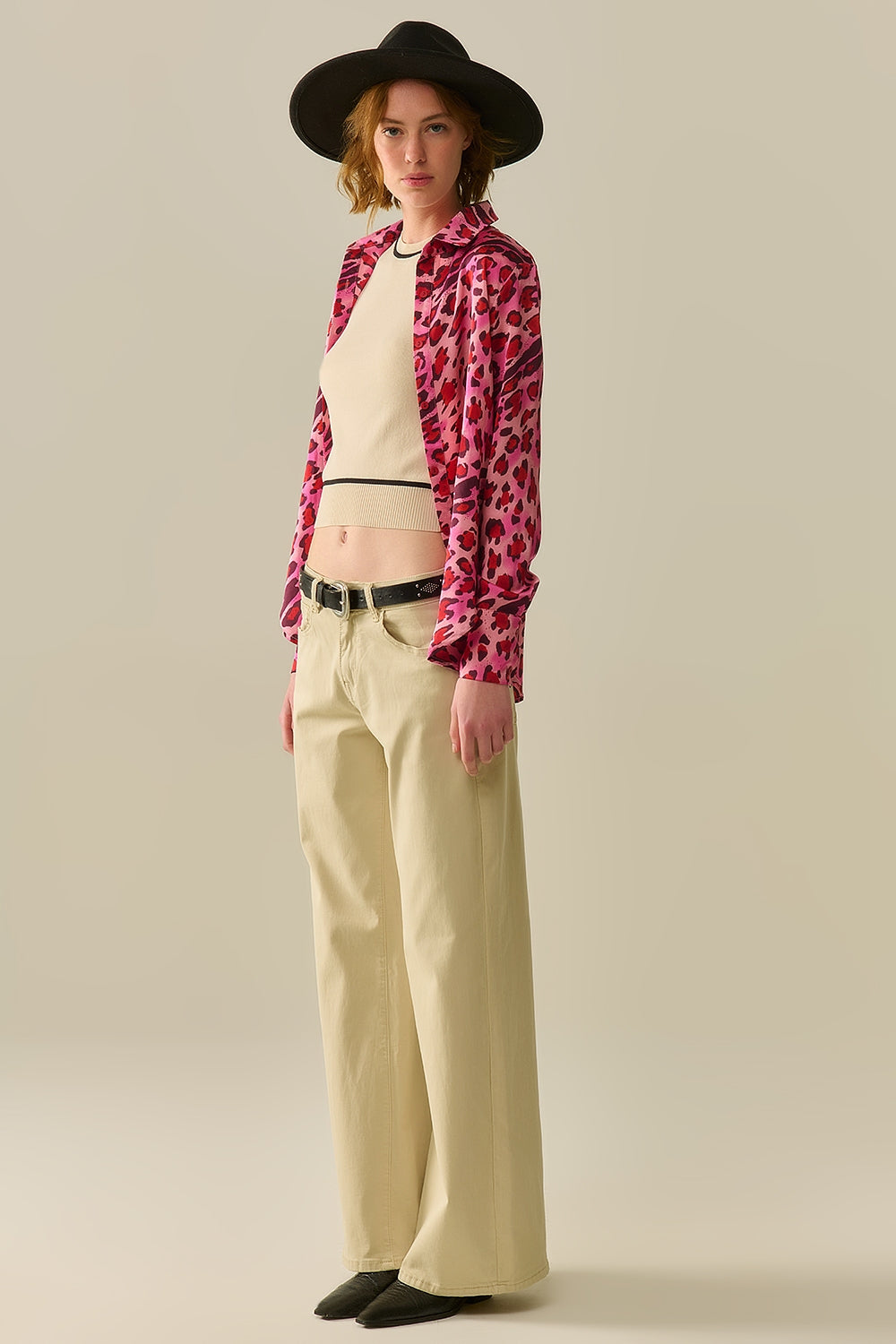 Camisa com Botões em Estampa de Leopardo Fúcsia