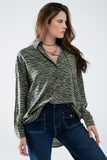 Q2 Camisa com estampado de zebra em verde