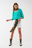 Camisa cropped com botões em verde