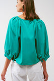 Camisa cropped com botões em verde
