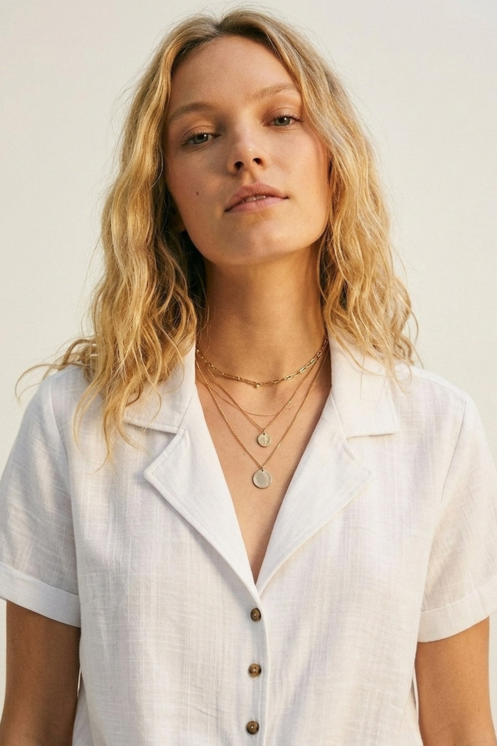 Camisa Cropped de Manga Curta com Amarração Frontal em Linho Branco