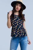 Camisa cruzada da marinha com babados